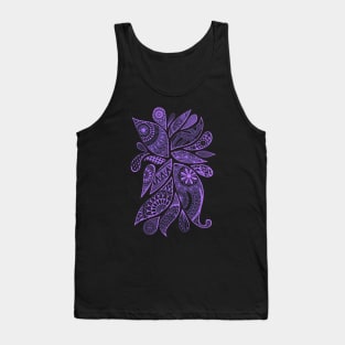 Abstract Zentangle Swirls Design (lavender on black) Tank Top